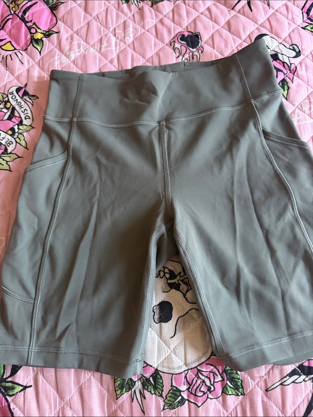 lululemon athletica Olive Green High-Rise Bike Shorts with Side Pockets